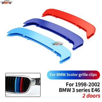 

3 Colors Grille Clips Decoration For bmw 3 series E46 1998-2002 Car Styling Front Racing Stripe Clip Decal Covers Auto Accessory
