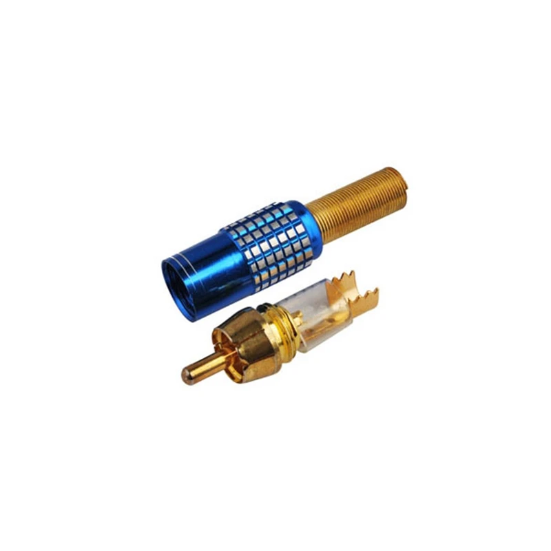 Superbat RCA Male Straight Crimp Blue Connector for the Cable 50-5