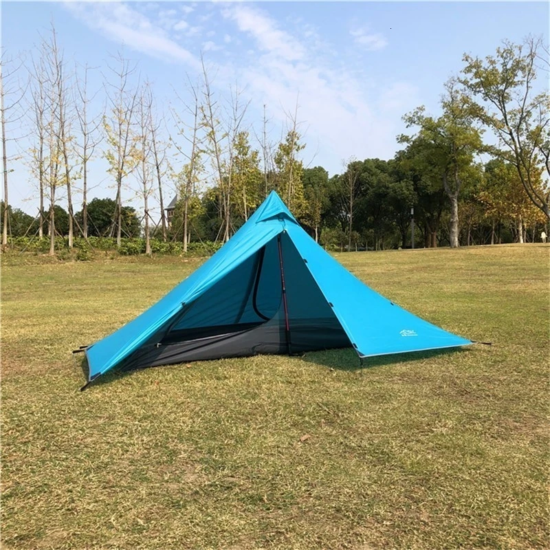 Waterproof Camping Tents Ultralight Double Tiers Rodless Pyramid Tent Single One Person 4 Season All Weather for Hunting Hiking