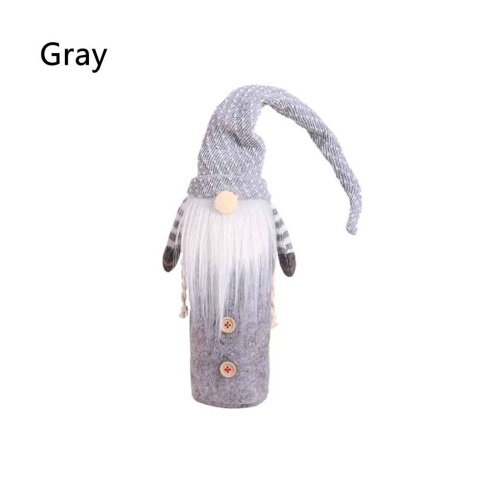 Gray Модный набор бутылок вина, вязаный плюшевый снеговик, крышка бутылки вина для рождественских украшений, необходимые пыленепроницаемые украшения - Цвет: Gray