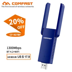 Adaptateur wifi 2 en 1, CF 927BF ghz, 5ghz, 2.4 mb/s, carte réseau pour ordinateur portable, Dongle émetteur, bluetooth 1300 