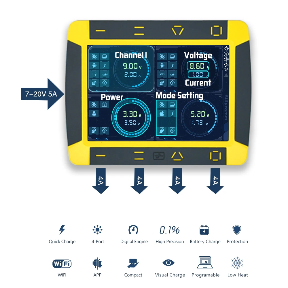 US $55.00 VOLTBOT 4 Channel Adjustable High Precision DC Power Supply Quick Charge Mini Digital Stabilized Regulator AC Compact Laboratory