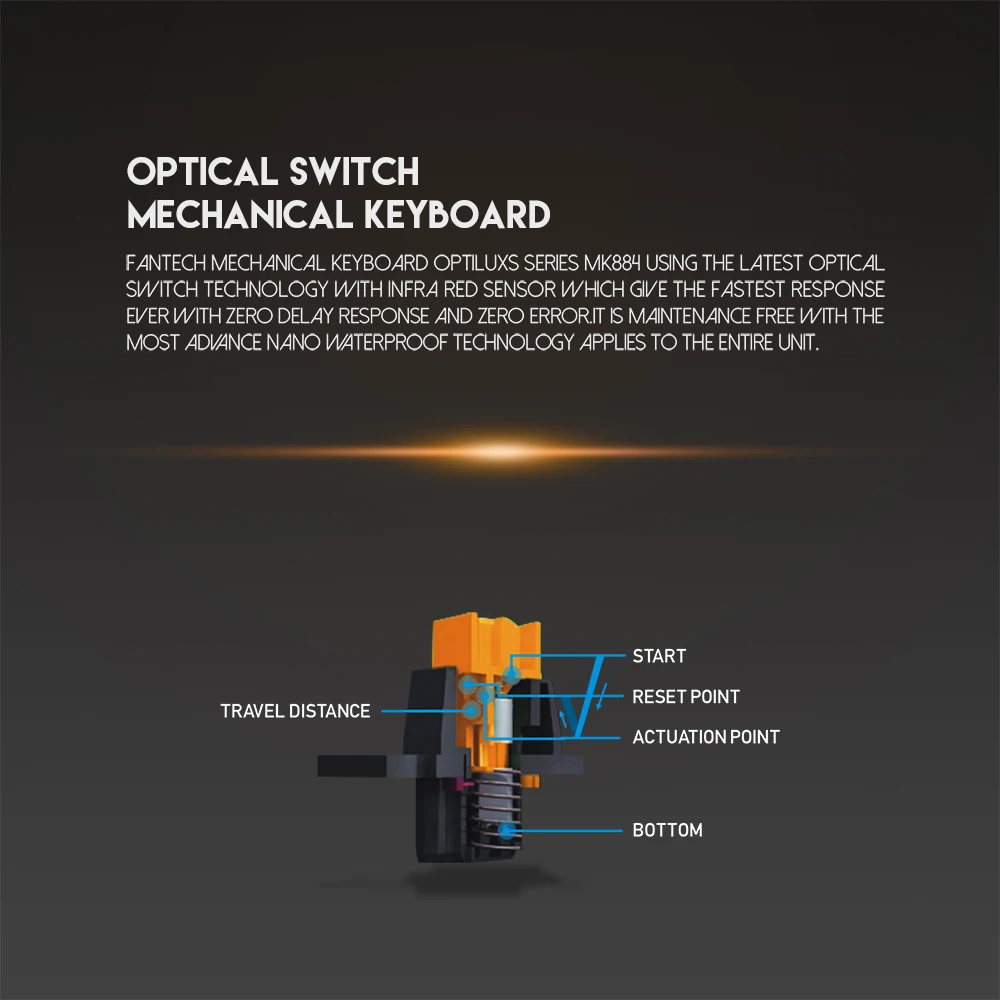 FANTECH MK884 RGB Gaming Keyboard English Waterproof Optical Axis Mechanical Keyboard For Professional Keybord Gamer