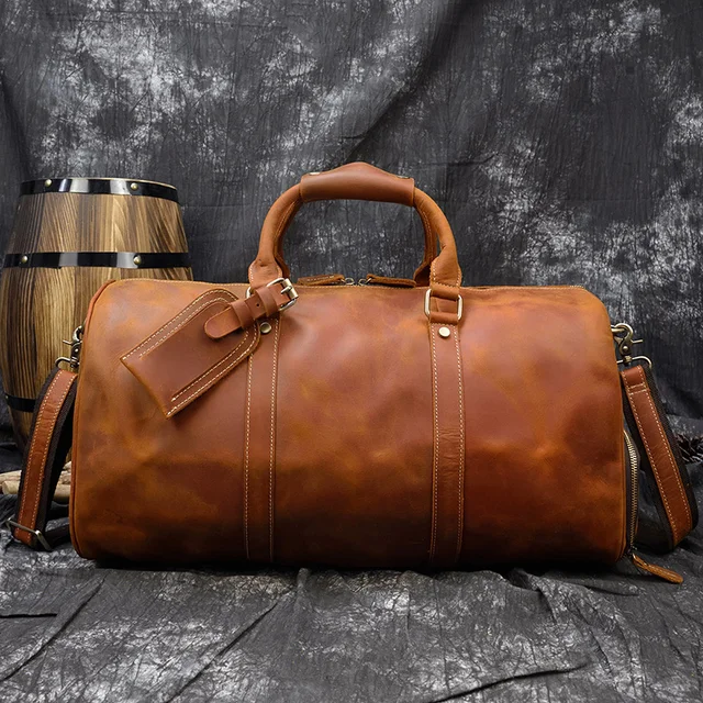 Luufan Vintage Geunine Leather Men's Travel Bag big Hand Luggage Bag Large Capacity Single Shoulder Messenger For 15 Inch Laptop 3