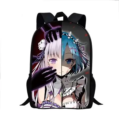 Рюкзак Re: Zero Hajimeru Isekai Seikatsu для девочек-подростков, Сумка с аниме Rem, детские школьные сумки, детские рюкзаки mochila - Цвет: Фиолетовый