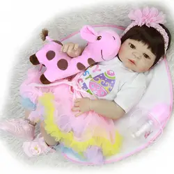 23 дюймов Bebes Reborn Baby Doll с жирафом полностью силиконовые виниловые куклы Reborn Girl Реалистичная детская игрушка для новорожденных кукла