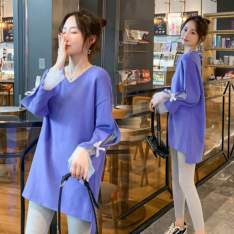 

Maternity Clothes Spring And Autumn New Style Online Celebrity-Joint Loose-Fit T-shirt Tops Long-sleeved Sweater Maternity Dress