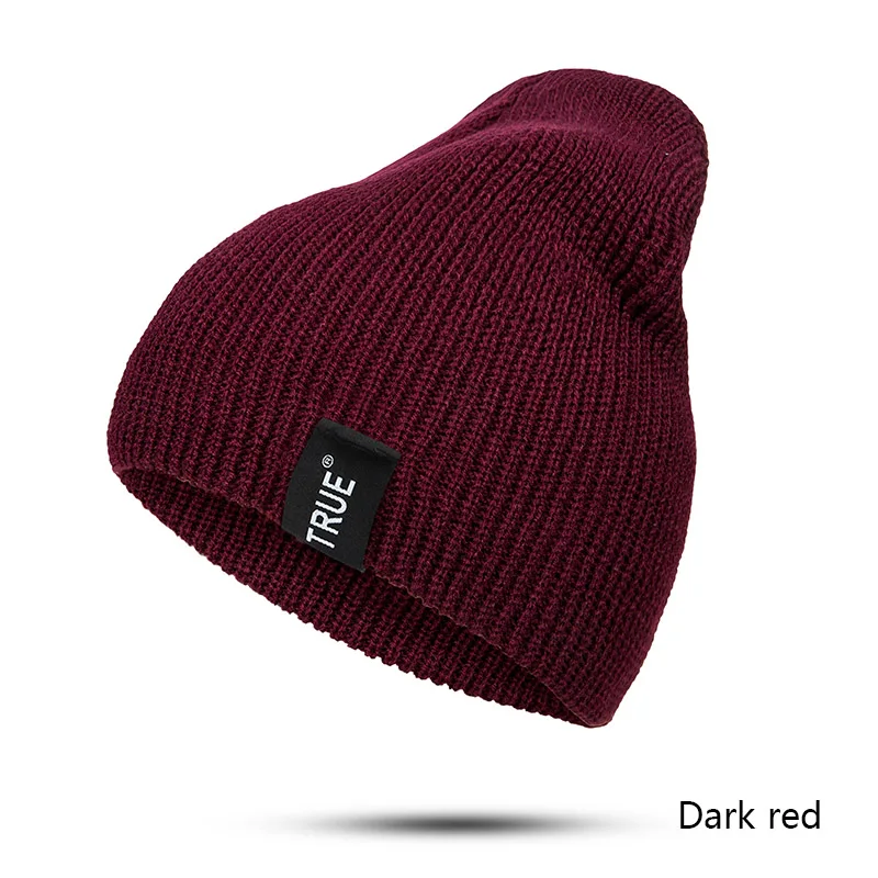 white Gorros Mujer Invierno, зимняя вязаная теплая Повседневная шапка, одноцветная шапка с буквенным принтом, индивидуальная шапка Skullies Beanies, унисекс, для спорта на открытом воздухе - Цвет: white