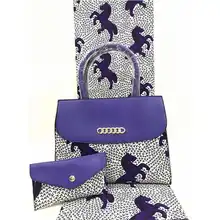 Двухмесячные воск и сумочек в тон, комплект из 6 метров реальный в африканском стиле из вощеной ткани Анкара женскую сумку 3 шт./компл. для леди