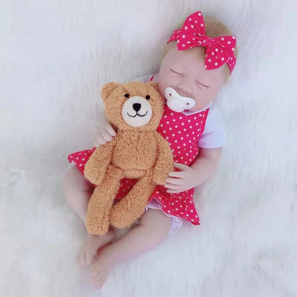 Кукла Avani 45 см Reborn Baby Dolls полумягкие силиконовые виниловые детские куклы реалистичные Новорожденные куклы для подарков - Цвет: bear(yellow brown)