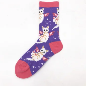 

Hot Sale Colorful Women's Cotton Crew Socks Funny Cat Animal Pattern Creative Ladies Novelty Socks For Gifts