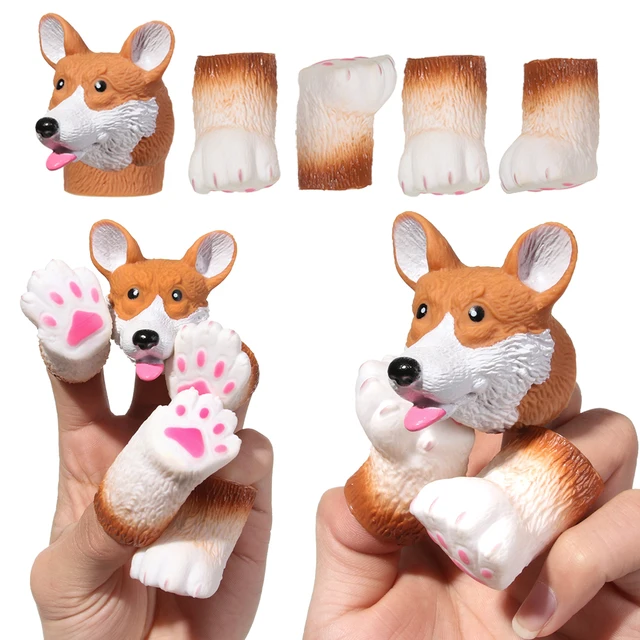 1Set Mini Animal Finger Puppet Toy Cute Cartoon Squirrel/Dog/Cat Hand Puppet Vinyl Toys Baby Educational Novelty Toys 3