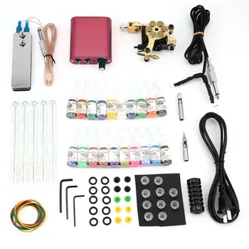 

New Tattoo Machines Gun Equipment Power Supply 20 Color Ink Cup Tattoo Set Brand New