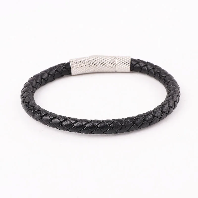 High Quality 316L Stainless Steel Clasp Genuine Leather Bracelet Men Jewelry Gift - Image 2