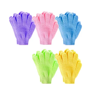 

20Pcs Bath Gloves Five Fingers Shower Towels Body Exfoliator Back Massage Gloves for Women Men Students(Yellow Purple Green Pink