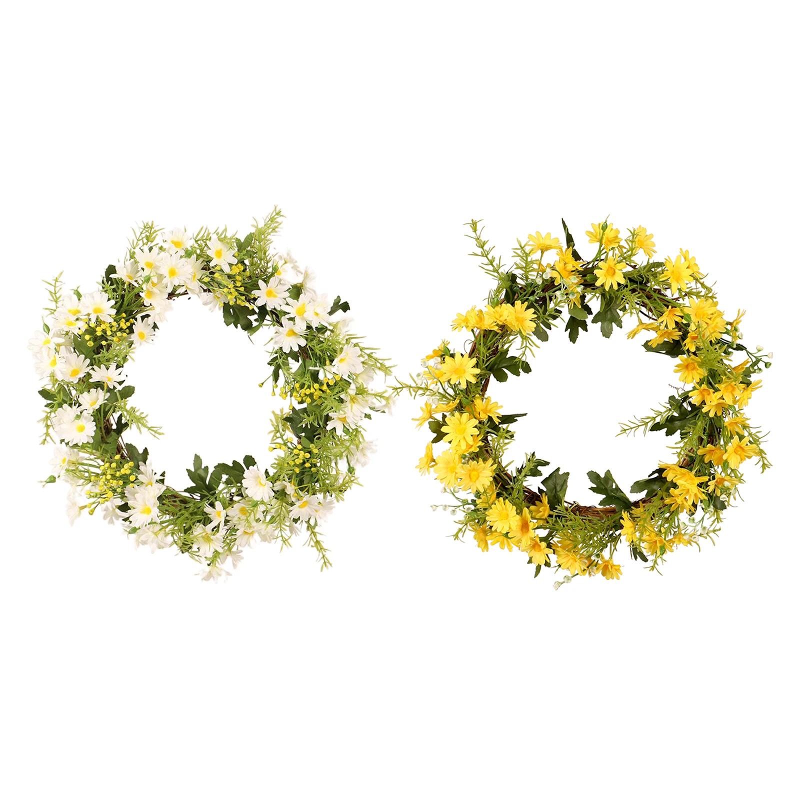 Artificial Floral Wreath, Silk Daisy Wreath Autumn Wildflowers Wreath for Front Door Wall Window Decor and Festival Celebration