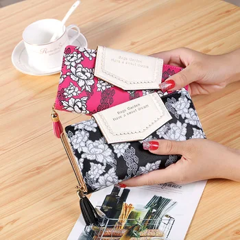 

2020 new style wallet ladies long clutch bag trendy ethnic style ladies wallet tassel money clip card holder
