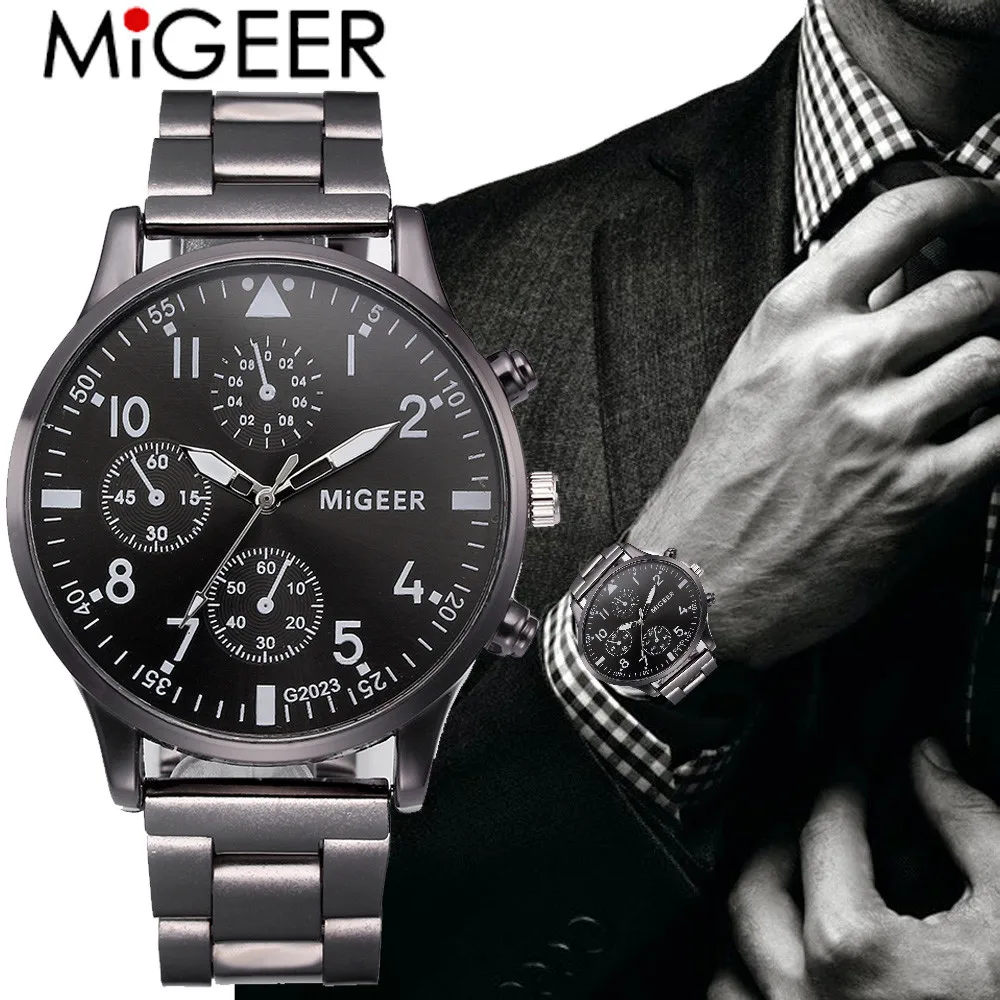 

Men Crystal Stainless Steel Analog Quartz Wrist Watch Bracelet Relogios Masculino erkek kol saati zegarek @5