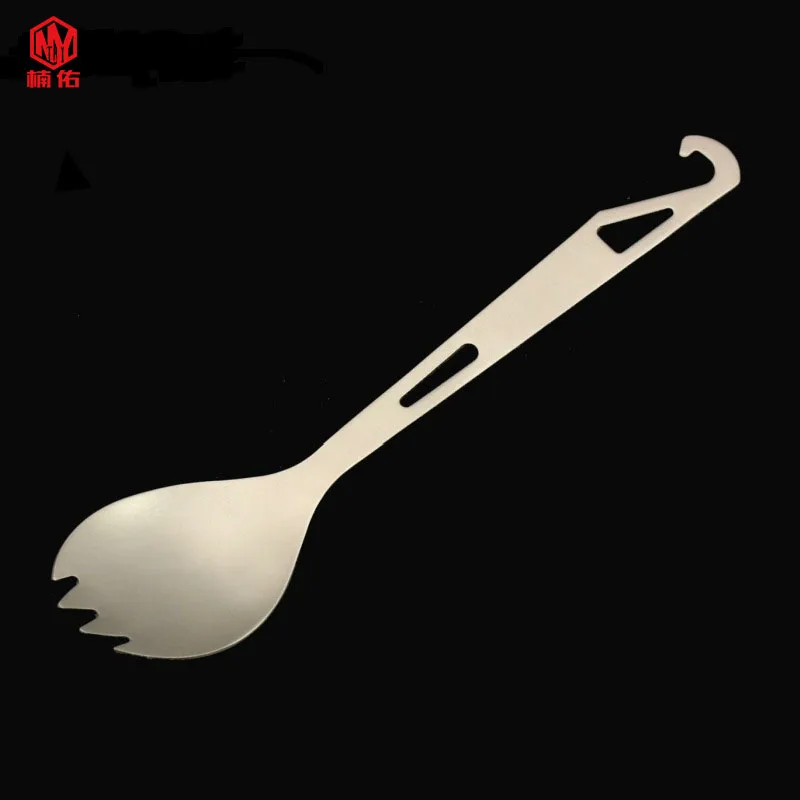 

1PC Portable Titanium Alloy Fork Spoon Tableware Outdoor Camping Multifunction Titanium Alloy Fork Spoon Tableware
