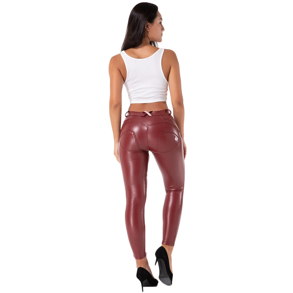 Shascullfites Melody Burgundy Leather Jeans Fleece Lined Leggings