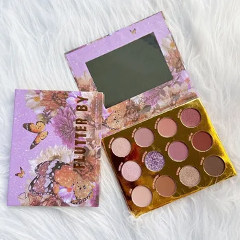 

GUICAMI 12 colors nude eyeshadow palette waterproof matte glitter butterfly flower spring style long lasting eyeshadow