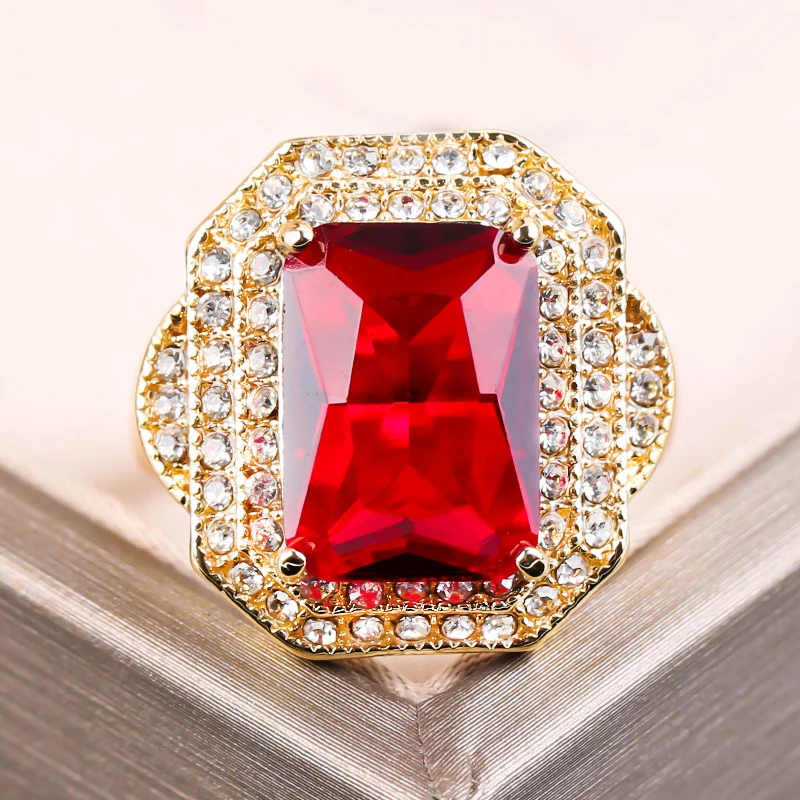 Роскошное Золотое кольцо стразы на палец для мужчин сверкающие мужские кольца в