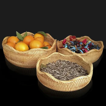 

1Pcs Bamboo Storage Basket Household Fruit Basket Rattan Fruit Tray Living Room Fruit Pot Bread Taro Creative NEW Hot Quality