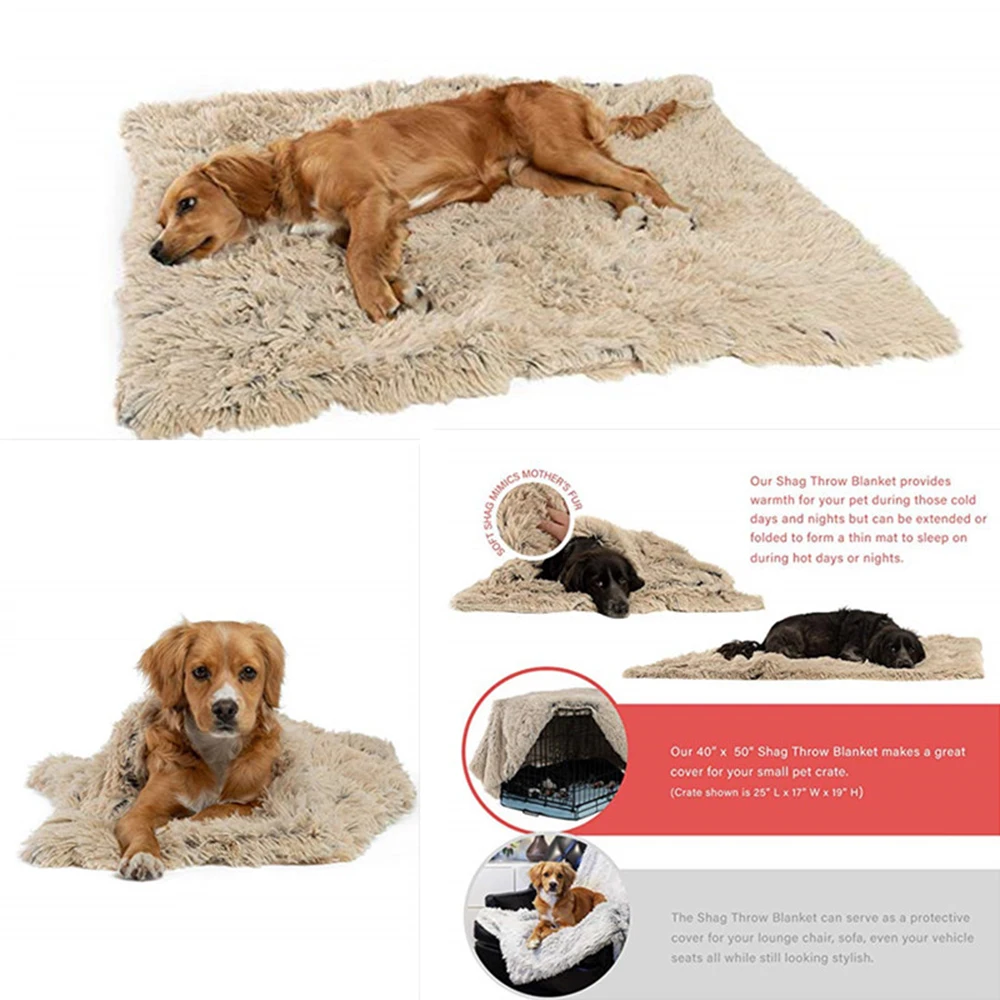 

Long Plush Pet Dog Cat Bed Blankets Fluffy Dog Cat Bed Mats Deep Sleeping Soft Thin Covers for Large Dogs Solid Cats Mattress