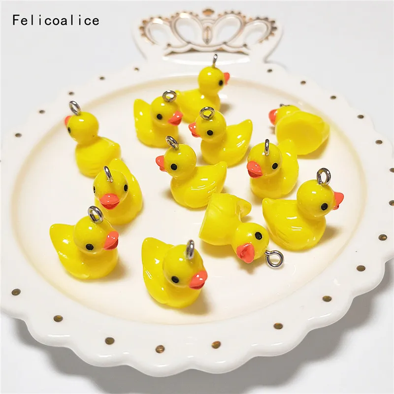 

10pcs Yellow Duck Resin Earring Charms Cute Diy Findings Kawaii 3D Phone Bracelets Keychain Pendant For Jewelry Making