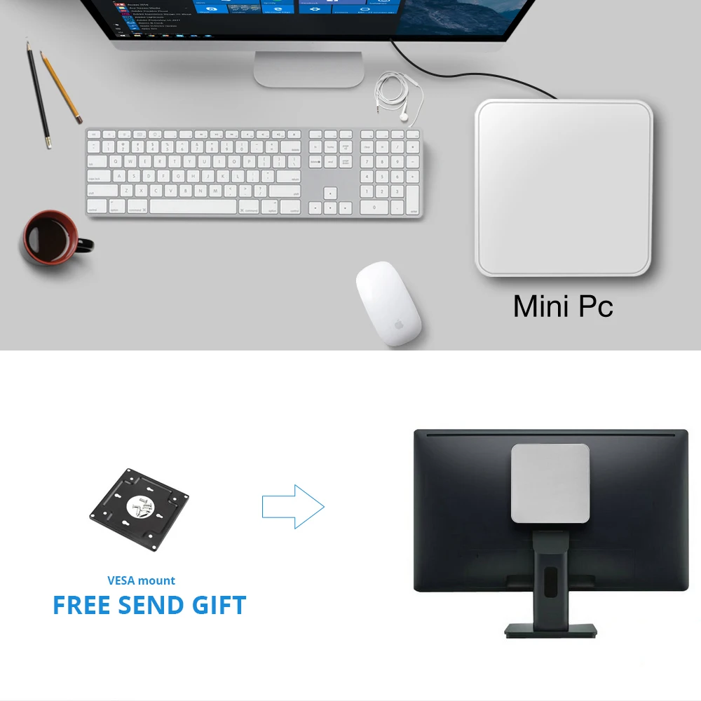 XCY X26 мини ПК Intel Core i7 7500U i5 7200U Windows 10 Linux 4K UHD HTPC HDMI VGA WiFi Gigabit Ethernet 6 * USB офисный