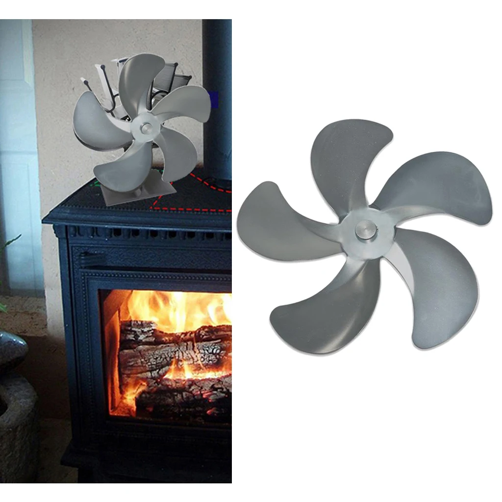 Fireplace Fan Replacement 5 Blades Aluminum Alloy Low Noise Blade