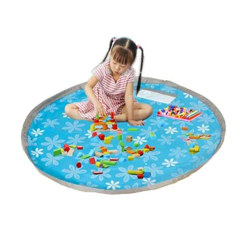 

QQPQGG New Kids Play Mat Waterproof Lego Pad Outdoor Lawn Beach Mats Children Play Carpet 150cm Sundries Pouch Toys Storage Bag