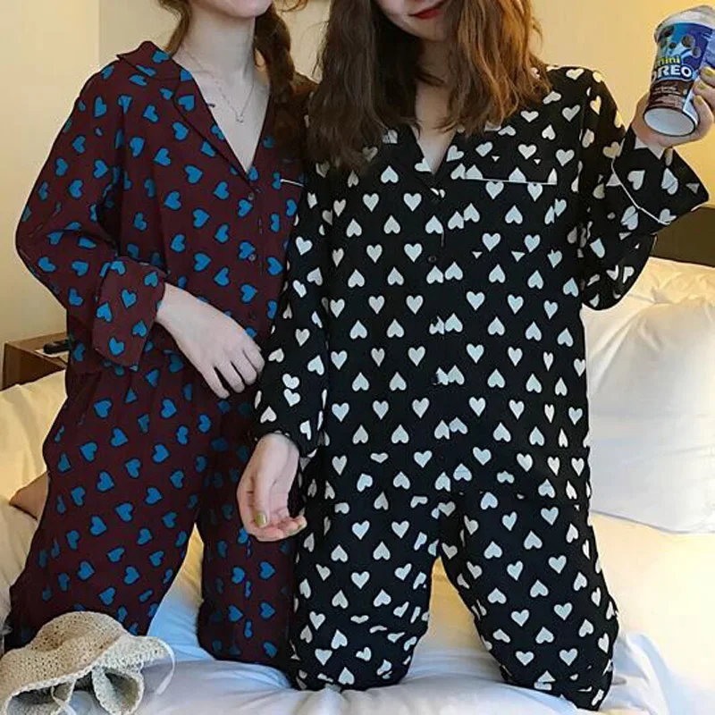 2019 Осенняя женская пижама с принтом героями мультфильмов длинные рукава брюки