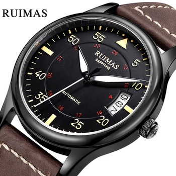 

RUIMAS Top Brand Luxury Fashion Automatic Mechanical Watch Men Leather Business Sports Watches Male Wristwatches Erkek Kol Saati