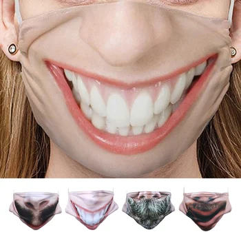 

5 Pcs Adult Anti-dust Sand Mask Sunscreen Funny Face Scarf Halloween Cospaly Mask Party Reusable Washable Face Pad Cycling Mask