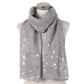 

Women Christmas Snowflake Print Scarf Shawl Wrap Hot Silver Sequins Neck Warmer High Quality