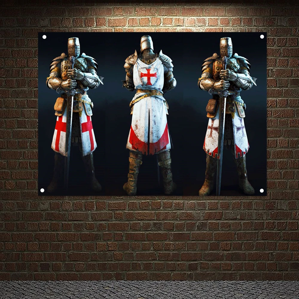 Vintage Knights Templar Fantasy Art Posters Wall Decor Crusader Banner
