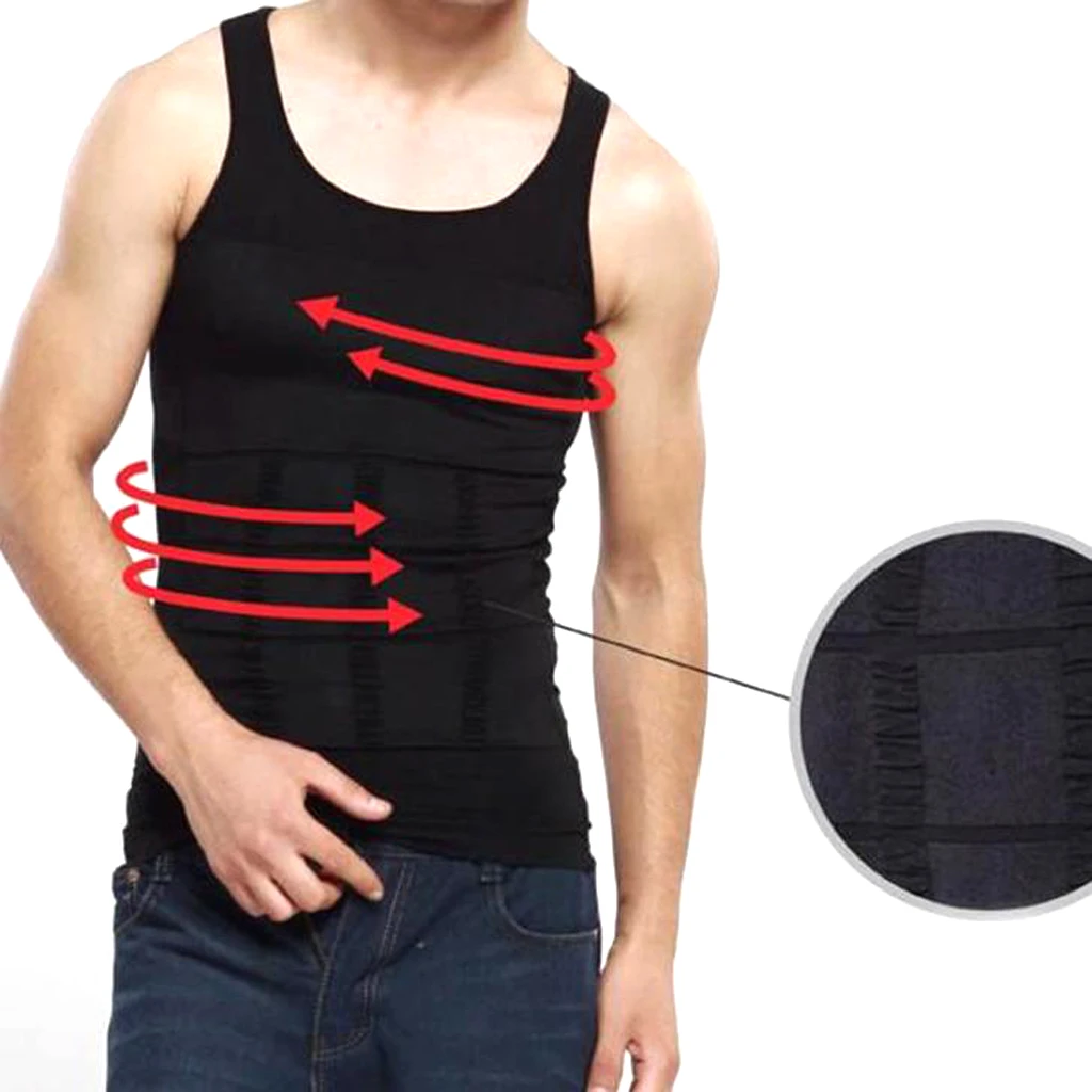Men's Slim Body Shaper Underwear Vest Shirt Belly Compression Sports Corset for Cycling Running Riding