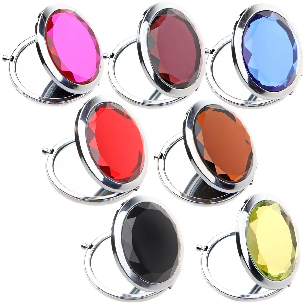 

Beauty Crystal Makeup Mirror 2x Magnifying Mirror Portable Round Folded Compact Mirrors Pocket Mirror Making up Mirror