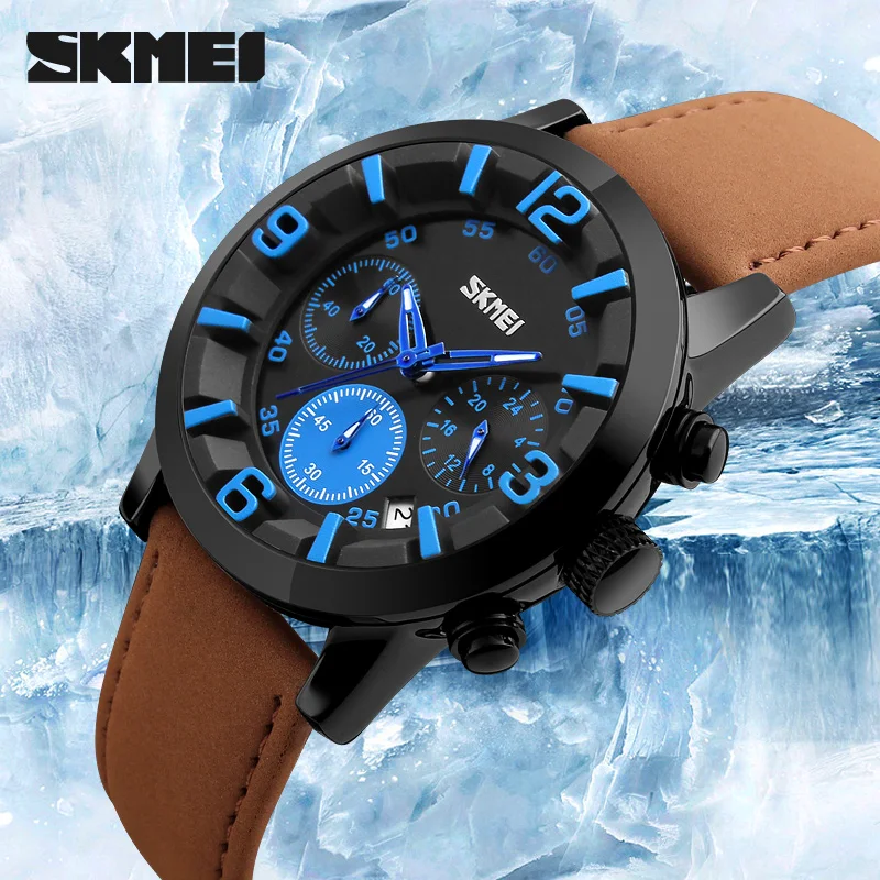 

SKMEI Men Quartz Watch 30M Water Resistant Sports Watches Luxury Watch Complete Calendar Wristwatches Relogio Masculino 9147