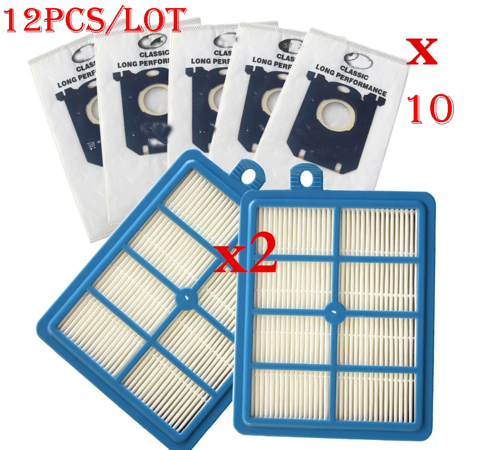 2 шт. фильтр + 10 шт./лот пылесборник для Electrolux E201B Philips FC8021 GR201 мешки FC9000 FC9049 HR8500 HR8350