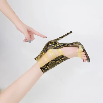 

2020 new snakeskin hollow transparent high-heeled sandals-ladies