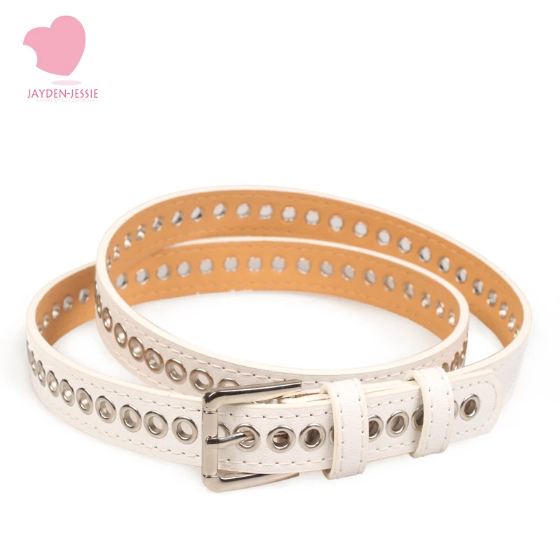 

Trendy fashion wild metal buckle thin belt perforated PU material belt buckle element buckle