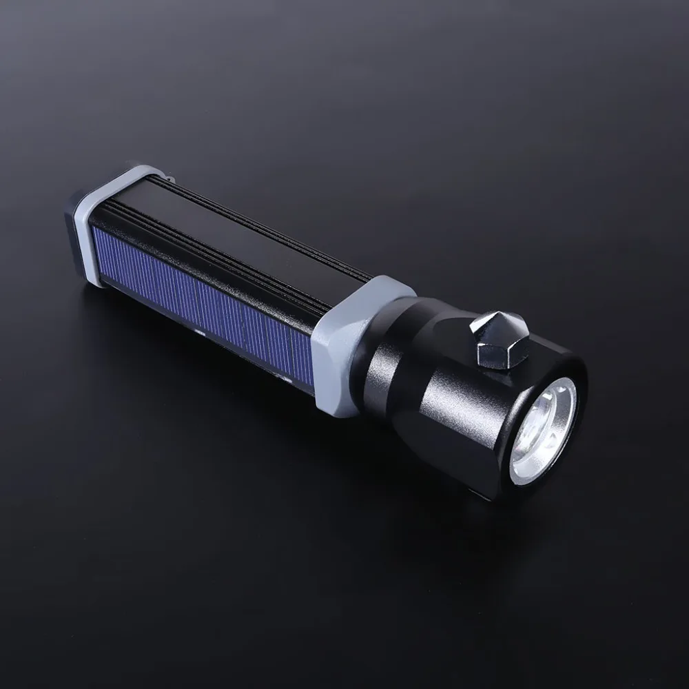 Solar aluminum flashlight LED with cutting broken window light USB rechargeable riding light flashlight 500 lumens 35A8 (2)