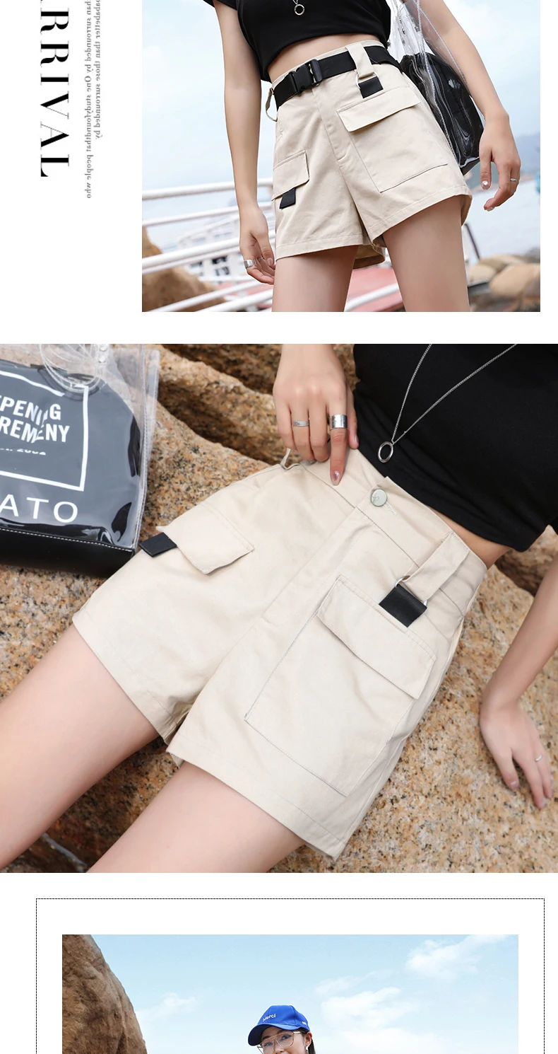 3XL Plus Size Women Summer Shorts With Belt Streetwear Cargo Shorts Feminino BF Style Army Green Short Femme AQ704