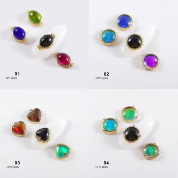 

3Pcs Cat Eye Stones Nail Art Decoration Temperature Color Changing Gems 3D Rhinestones Manicure Tools for DIY Nail Decor NR48
