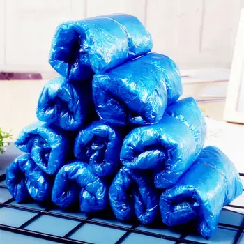 

100x Disposable Shoe Cover Blue Anti Slip Plastic Cleaning Overshoes Boot Safety Protection