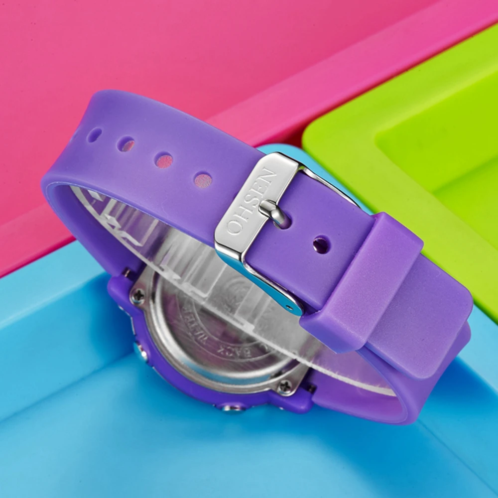 Digital Watch New Design Watch Girl Women Sport digital LCD Watch 50M Diving Purple silicone strap cartoon Children wristwatch Kid Gift