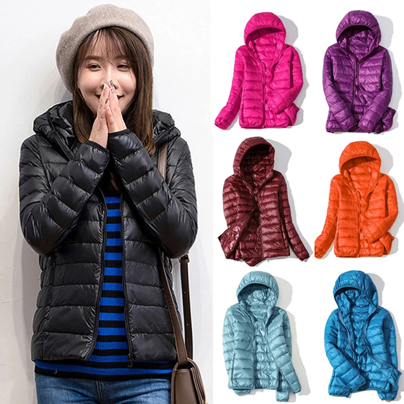 

Hooded Winter Down Jacket Women Warm Long Sleeve Solid Female Coat Light Weight Girls Clothing and Ladies Jackets 2020 Plus Size