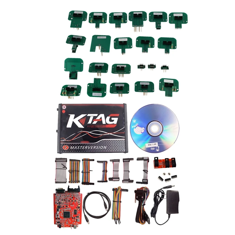 

1 Set 22 Pcs Full Set Car Auto Diagnostic Scanner Bdm Adapters for Trasdata Ktag Kess & 1 Set Ktag V7.020 Red Pcb Board Ecu Prog